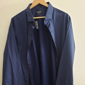 Navy dotted button up